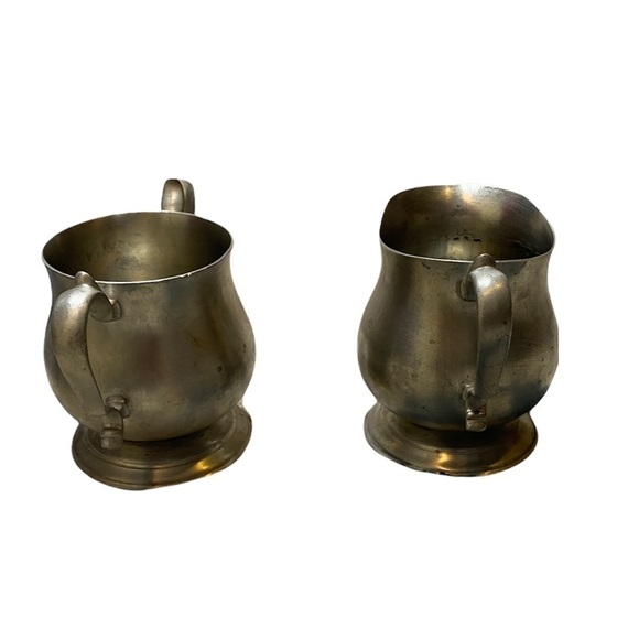 Vintage Pewter by Poole Sugar and Creamer - Picture 2 of 6